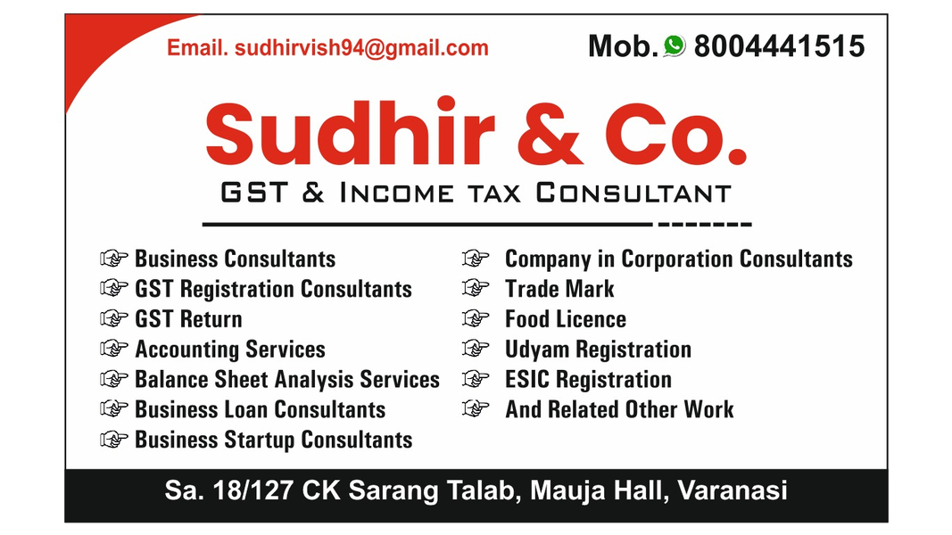 Cover photo of SUDHIR & CO - Gst Services / Accounting Services in varanasi